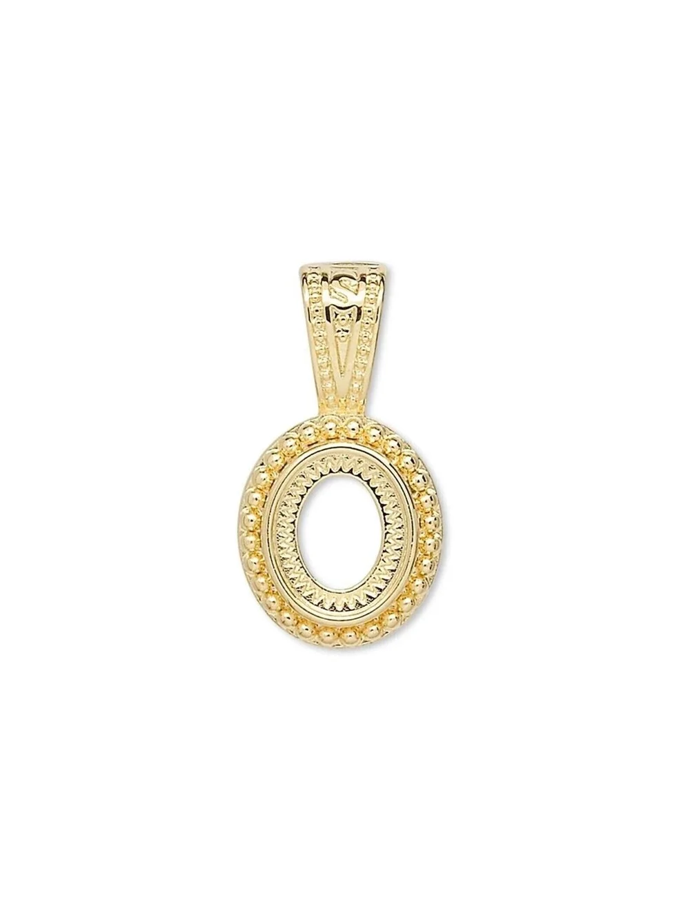Gold 14K Plated Brass Rope 10x8mm Oval Cabochon Pendant Setting